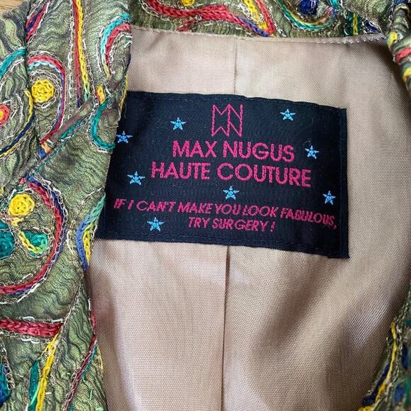 Max Nugus Embroidered Silk Tunic Jacket in Green Multi - Picture 4 of 6